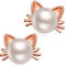 Katze Ohrringe Damen Perlen Ohrringe Ohrstecker Silber Katzen 925 Sterling Silber für Damen Roségold