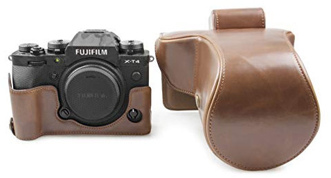 MUZIRI KINOKOO Étui de protection pour appareil photo FUJI X-T4 et objectif 16-80 mm/18-55 mm/18-135 mm/10-24 mm/16-50 mm, Fujifilm X-T4 avec bandoulière et sac de rangement, café, Vintage