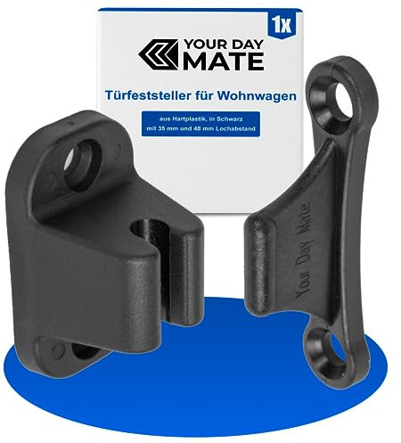 Fermo per Porta Roulotte e Camper, Interasse fori 35 mm e 48 mm, Serratura di Bloccaggio Nera, per Sportelli di Servizio e Gavoni di Stoccaggio, Sicura per Porta Camper, Accessori Camper Roulotte