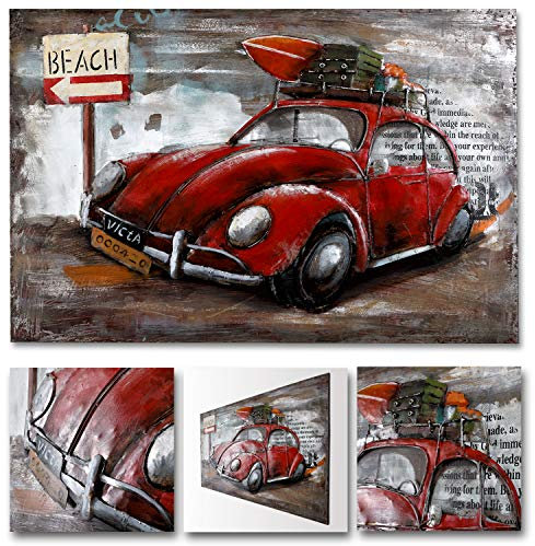 Wandbild 3D VW Käfer Metallbild Retro Relief Bild handgefertigt 119x78cm Nostalgie Unikat