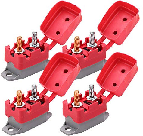 Ampper Disjoncteur à réinitialisation Automatique DC 12 V – 24 V avec Boulon de Protection pour Automobile et Plus Encore (45 A, 4 pièces)