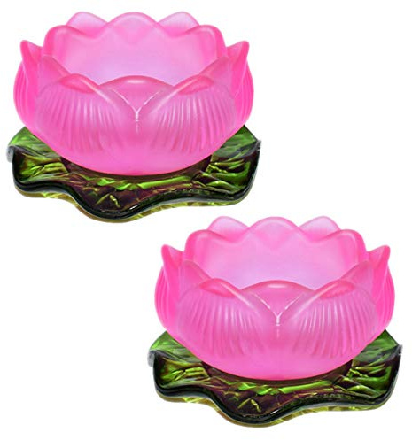 8 cm Lotus-Kerzenhalter Set mit 2 Teelichthaltern Kerzenglashalter Nachtlicht Kerzenständer für Heimdekoration Kerzenständer (Pink)