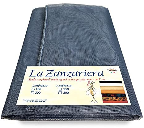Tex family Tenda Rete zanzariera Marquisette da Esterno piombata in 8 Misure Diverse Unito Grigio - Cm. 200 x 300
