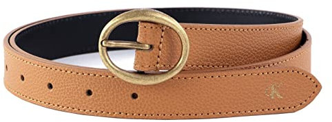 Calvin Klein Jeans Damen Abgerundeter Schnalle, 25 mm Gürtel, Cognac, 105 cm