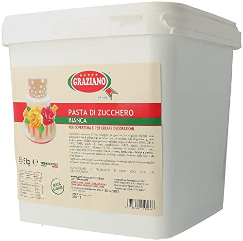 Graziano, Pasta di Zucchero, Pratica Confezione Maxi di Pasta di Zucchero, Ideale per Ricoprire Dolci e per Creare Tante altre Decorazioni, Senza Glutine, 5 kg
