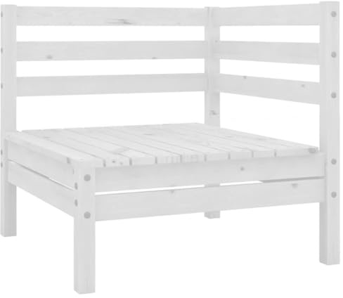 vidaXL Garten Ecksofa, Modular Gartenmöbel, Sofa Lounge Sessel für Garten Terrasse Balkon, Gartensofa Gartensessel, Weiß Massivholz Kiefer