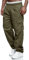 VANVENE Mens Cargo Work Trousers Lightweight Cotton Casual Jogger Elastic Waist Drawstring Outdoor Pants with Pockets Green