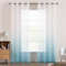 EMEMA Gardinen Transparent Vorhänge Voile Sheer Vorhang mit Ösen Farbverlauf Dekoschal Fensterschal für Schlafzimmer und Wohnzimmer 260 cm x 140 cm(H x B) 2er Set Weiß Blau