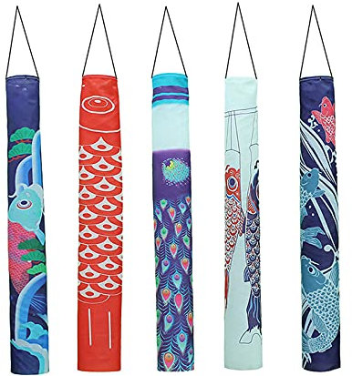 Jardin Girouette 70/140cm Pêche à la Carpe Japonaise Manche à Air Cerf-Volant Japon Koinobori Streamer Poisson Drapeau Cerf-Volant Dessin Animé Carpe Chaussette à Vent Drapeau Cadeaux Décoration de C