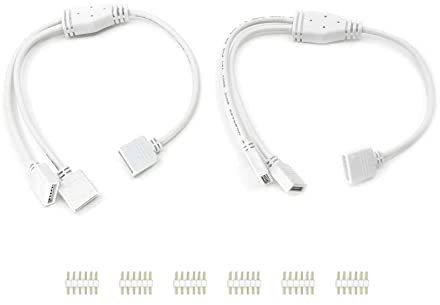 G.W.S® Pack of 2pcs 6 Pin 1 to 2 Ways Y Splitter Extension Cable for RGBCCT LED Strip Light, Equipped with 6 Male Pins