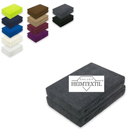 EXKLUSIV HEIMTEXTIL Frottee Spannbettlaken Marke Doppelpack 120 x 200 cm 80% Baumwolle, 20% Polyester Öko - Tex Zertifiziert, Markenqualität, Matratzenhöhe bis 25 cm, Anthrazit