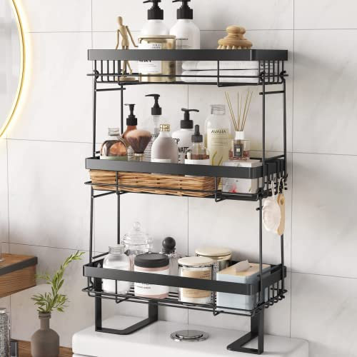 COVAODQ Over The Toilet Storage 3 Tier Bathroom Organizer Shelves Multifunctional over toilet bathroom organizer, No Drilling with Wall Mounting Space Saver