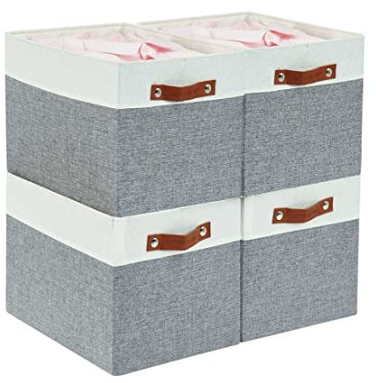 DECOMOMO Kallax Aufbewahrungswürfel, 33 x 38 x 33 cm, Körbe zum Organisieren von Regalen (Grau und Weiß, 4er-Pack)