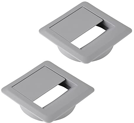 CAVO 2er Set Kabeldurchlass 70 x 70 mm Höhe 18,3 mm Ø 60 mm grau | Tischdose, ideal für Kabel mit großen Steckern