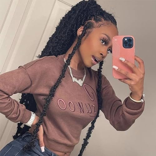 Xtrend 36Inch Butterfly Locs Crochet Hair Long Black Distressed Faux Locs Pre-looped Synthetic Crochet Braids Extended Soft Locs For Women Extensions 6Packs 1B#