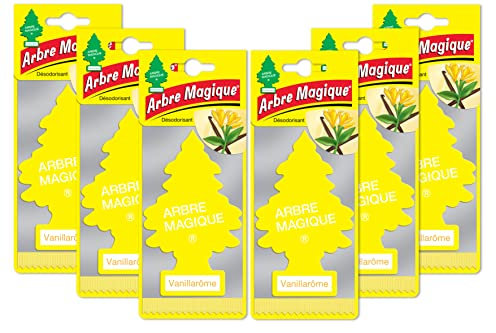 Arbre Magique® Kit de 6 Rafraîchisseurs d'air Parfumeurs Vainillarôme. Super arôme de Longue durée pour la Voiture, la Maison, Le Bureau, etc, VANILLARÔME