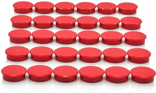 PYJLBX Fridge Magnets, Whiteboard Magnets, Cute Round Fridge Magnets for Adult (Red, 30 Pack)