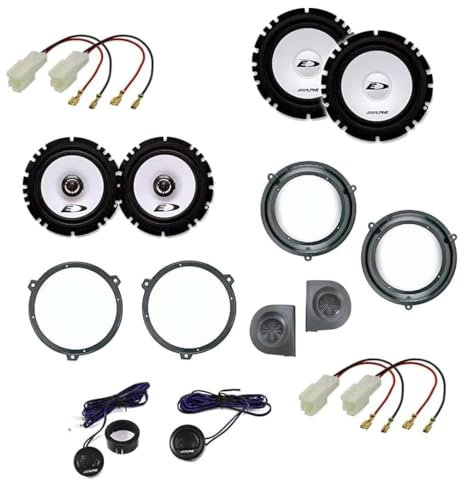 Kit 6 Casse Compatibile con Fiat Panda dal 2003 al 2012 Con Adattatori E Supporti Altoparlanti Alpine anteriore e posteriore Completo