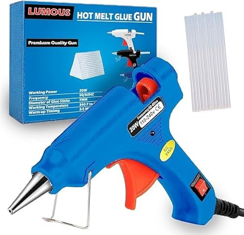 GULLAIIR Hot Glue Gun with 50 Glue Sticks, Rapid Heats Up Glue Gun for Hobby, Craft, Home Repairs, Fabric, Wood, Glass, DIY Arts, Temperature Control for Kids/Adults (Blue Glue Gun)