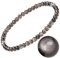 Damen-Naturstein-Armband, Turmalin, Tigerauge, Obsidian,Achat-Kristallstein-Armband,QUALITÄT A, 7,2 Zoll, 4/6/8 MM, (Silber-Obsidian-Armband，4MM)