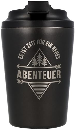 Spruchreif | Thermobecher mit Deckel | Edelstahl Isolierbecher | Thermobecher für Unterwegs | Heiß-/Kaltgetränke | Es ist Zeit für ein neues Abenteuer