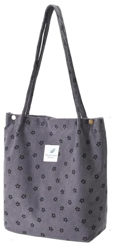 Funtlend Große Cord-Handtasche für Damen, Schultertasche für Schule, Einkaufen, Arbeit, Uni