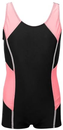 Maillot De Bain 1 Piece Shorty Fille 6-14 Ans Combinaison Monokini Haut Gilet sans Manches Maillot De Bain Fille Une Pièce Shorty Combishort Natation Sport Piscine Plage (Noir, 6-8 Ans)