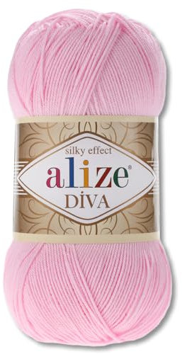 Frida's Wollhaus Alize 100 g Diva Wolle Stricken Häkeln Microfaser 64 Farben (291 | Rosa)
