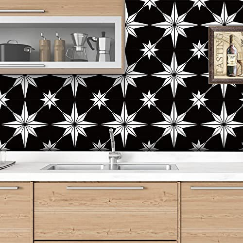 Neukids 12pcs 15×15cm Black Tile Stickers,Black Stick on Tiles,Peel and Stick Adhesive Tiles,Bathroom Laundry RV Panels Fireplace Cooker Kitchen Backsplash Self Adhesive
