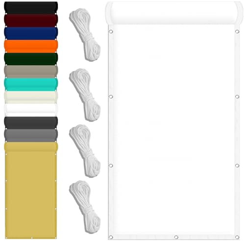 Toldos Exterior Terraza 150 x 200 cm Impermeable Toldo Sombra Rectangular con Protezione UV PES e Accessori di Montaggio para Barandilla Patio Aire Libre Piscina Jardín Terraza, Blanco