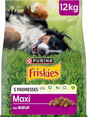 FRISKIES | Maxi | Chien | Croquettes pour Chiens Adultes de Grande Taille | au Boeuf | Source de protéines de Haute qualité | Sac | 12 KG