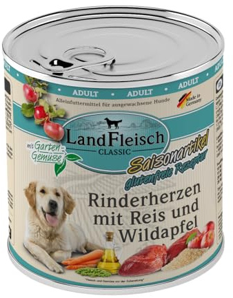 Landfleisch Rinderherzen mit Reis, Wildapfel & Gartengemüse | 6X 800g