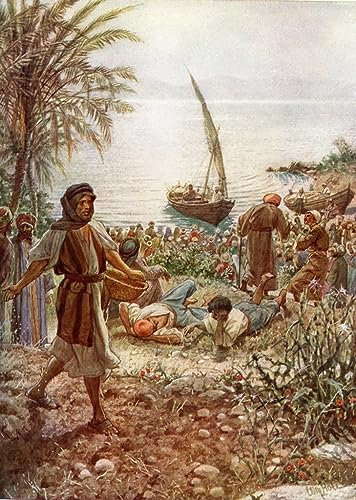 PSVDCTOO vintage Impressions d'art Mural Murale Tableau Jésus prêche la parabole de la Bible du semeur par William Brassey Hole pour Décoration Chambre60x90cm