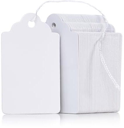 Uniclife 200 Pcs 4.5 cm White Labels for Prices, Blank Hang Tags for Clothes, Jewelry, Gifts