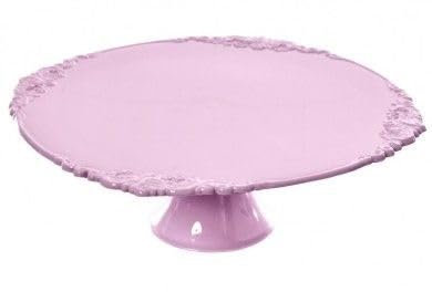Golden Hill Alzata per dolci Alzatina torta e frutta, di plastica Grande (Rosa, ø31 h10)