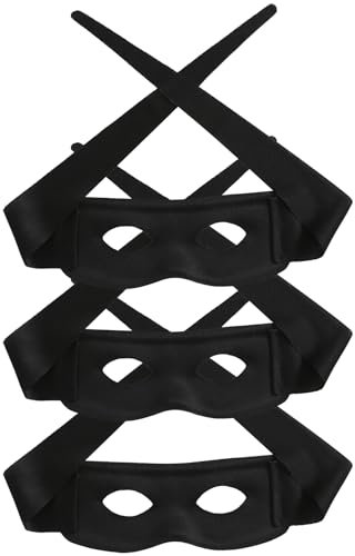 Masque de Bandit,3 Pièces Masques de Mascarade,Masque de Zorro Adulte,Masque de Mascarade pour Hommes et femmes,Accessoire pour de Costume pour Mardi Gras, Halloween, Carnaval, Bal Masqué (Noir)