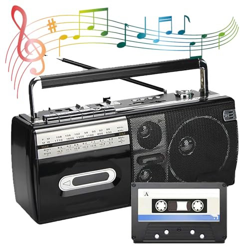 Classic Style Cassette Player, Support Storage Card/USB, Fast Charging, AM/FM/SW Multiband Radio, Headset And U Disk/Plug And Play, with Handle, for Family Gathering/Travel,Black