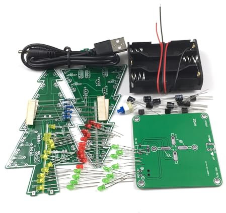 Qinlenyan Christmas Tree Soldering Project Kit DIY Christmas Tree Flash Safe Self-assembly Wood Electronics Soldering Colorful 3D Xmas Tree for Gift and STEM Educational A