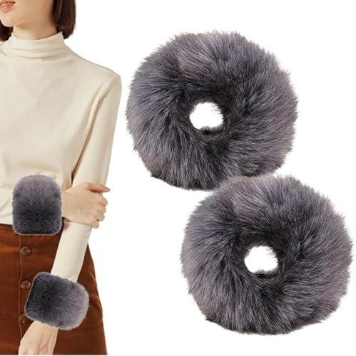 KGDUYC Handschuhe & Fäustlinge für Damen, armwärmer,Fell-Zierärmel, Handschuhe,grau winddichte Manschetten, Handwärmer-Ärmel
