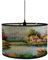 FANSU Vintage Bamboo Lamp Shades for Table Lamps, Round Drum Light Shade Woodsy Decor Pendant Lampshades,Pattern Chandelier Lamp Covers Ceiling Lampshade (30 * 20cm,Garden)