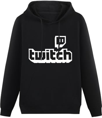 Twitch Tv Purple Gaming Gamer Fathers Day Sports Fan Hoody Unisex Ptinted Hoodies Long Sleeve Men's Hooded with Pocket Black L