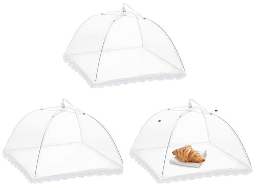 Faltbarer Fliegenschirm, 3 Stück Faltbare Abdeckhaube Lebensmittel Abdeckung Zelt obsthaube Kuchenabdeckung Abdeckung Fliegen-Schutz, für Essen Lebensmittel Grill Partys Buffets Camping,32x32cm