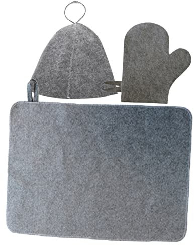 Kisangel 1 Satz Sauna Filzhaube mit Filzpolster und Handschuhen, Grau