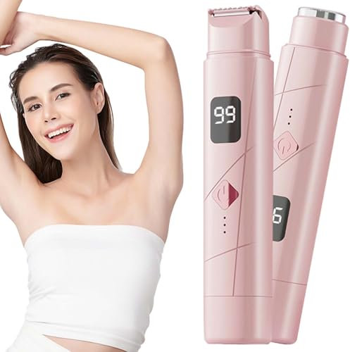 Afeitadora eléctrica para mujer, 2 en 1, doble cabeza, afeitadora eléctrica para mujer, afeitadora íntima para mujer, resistente al agua, depiladora inalámbrica en húmedo/seco para cara, bikini,