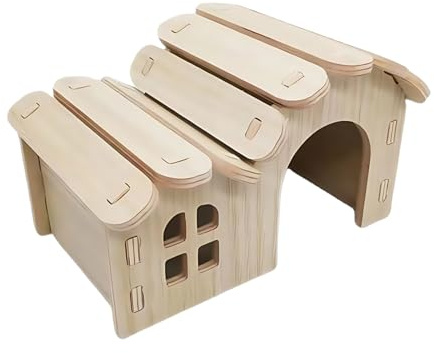 Hamsterhütte | Unterschlupf für Kleintiere - Holzhaus für Hamster Zubehör für Käfige im Innen- und Außenbereich Reisen Ausruhen und Spielen