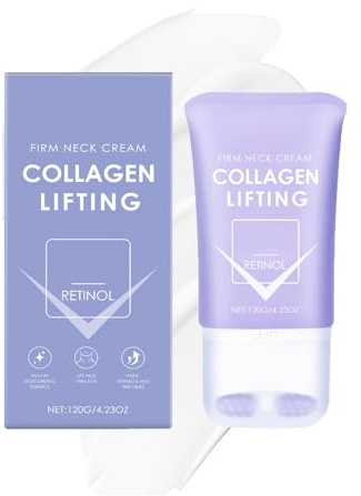 Collagen & Peptide Halscreme mit Massage-Roller, Straffende Nackenpflege Gegen Falten und Schlaffe Haut, Intensive Feuchtigkeit für Jugendlichen Glow Tag & Nacht, 120g (1pc, 120g)