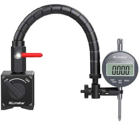 ALLmeter Digitaler Messuhr Satz mit centerlock werkzeug, Schlangenarm-Magnetfuß, 0–25,4 mm / 0–1 Zoll, LCD Anzeige, mm/in Umschaltung, Präzisions Messsystem für Werkstatt & Maschinenbau