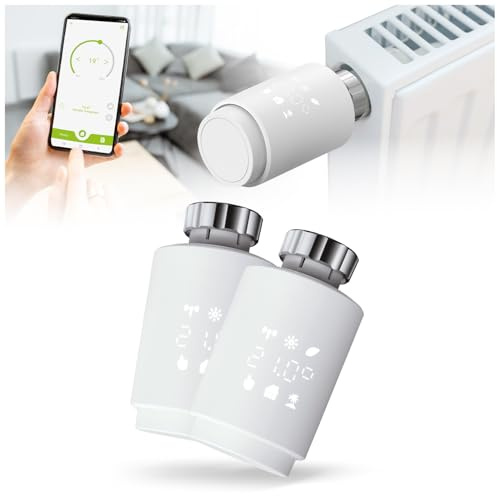 Olympia HT-02Y Smart Thermostat WiFi | Heizkörperthermostat Smart mit Tuya-App, Alexa & Google | Einfache Installation & programmierbar | Heizungsthermostat | Komfortabel & energieeffizient | 1 STK.