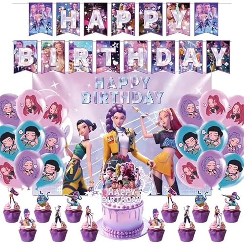 45 Stück Kpo Demo Hunte Geburtstagsparty Deko Set – Banner, Tortenstecker, Cupcake Topper, Ballons, Hintergrund, Partydekoration für Kindergeburtstag und Themenparty (5)