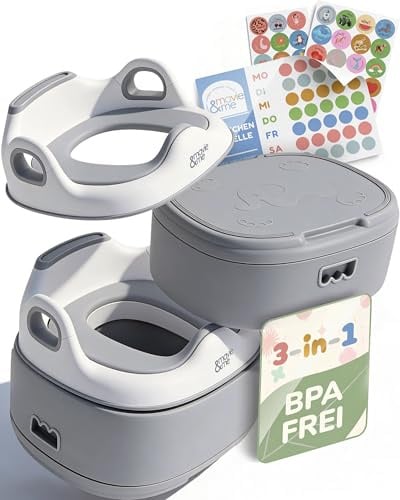 Töpfchen für Kinder 3-in-1 mit Toilettensitz & Tritthocker – Töpfchentraining Set für Kleinkinder – rutschfest & stabil bis 60 kg mitwachsend herausnehmbarer Innentopf – BPA frei (grau)
